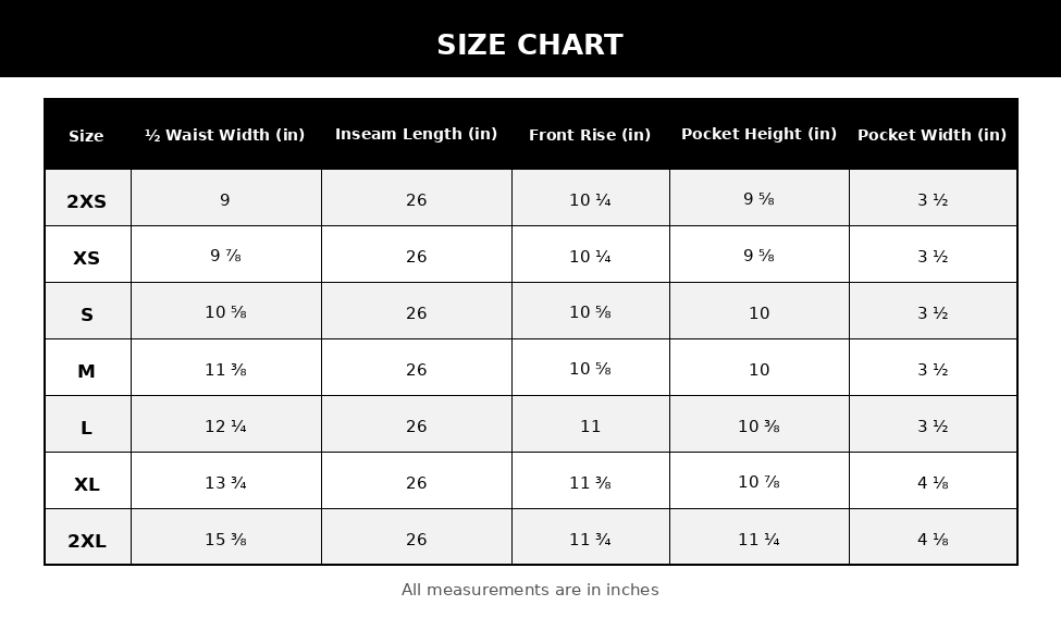 Size chart