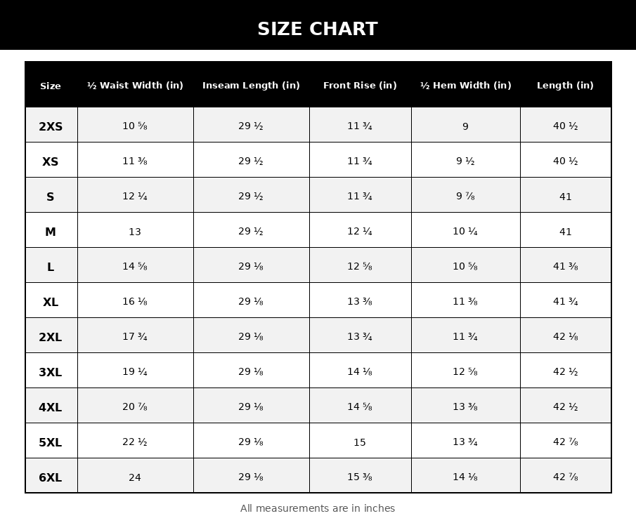 Size chart