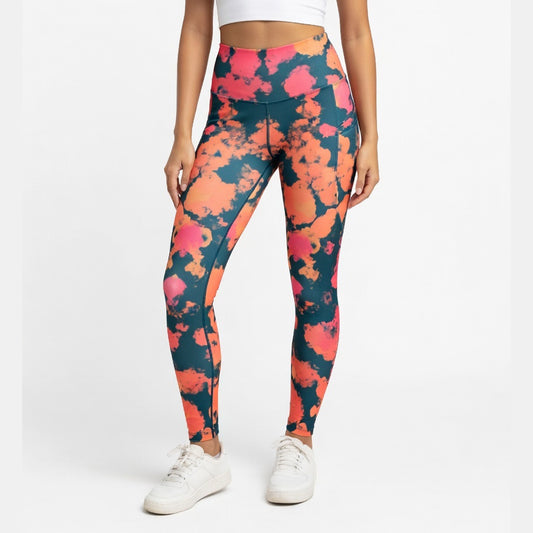 Blushing Burst High-Waist Printed Leggings – Women Streetwear Leggings