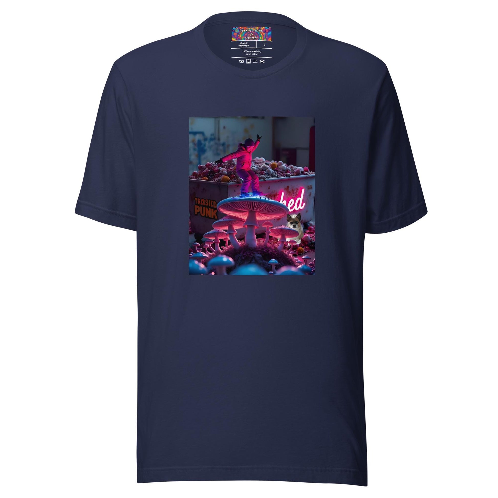 Navy Blue T-Shirt with Psychedelic Mushroom and Fant